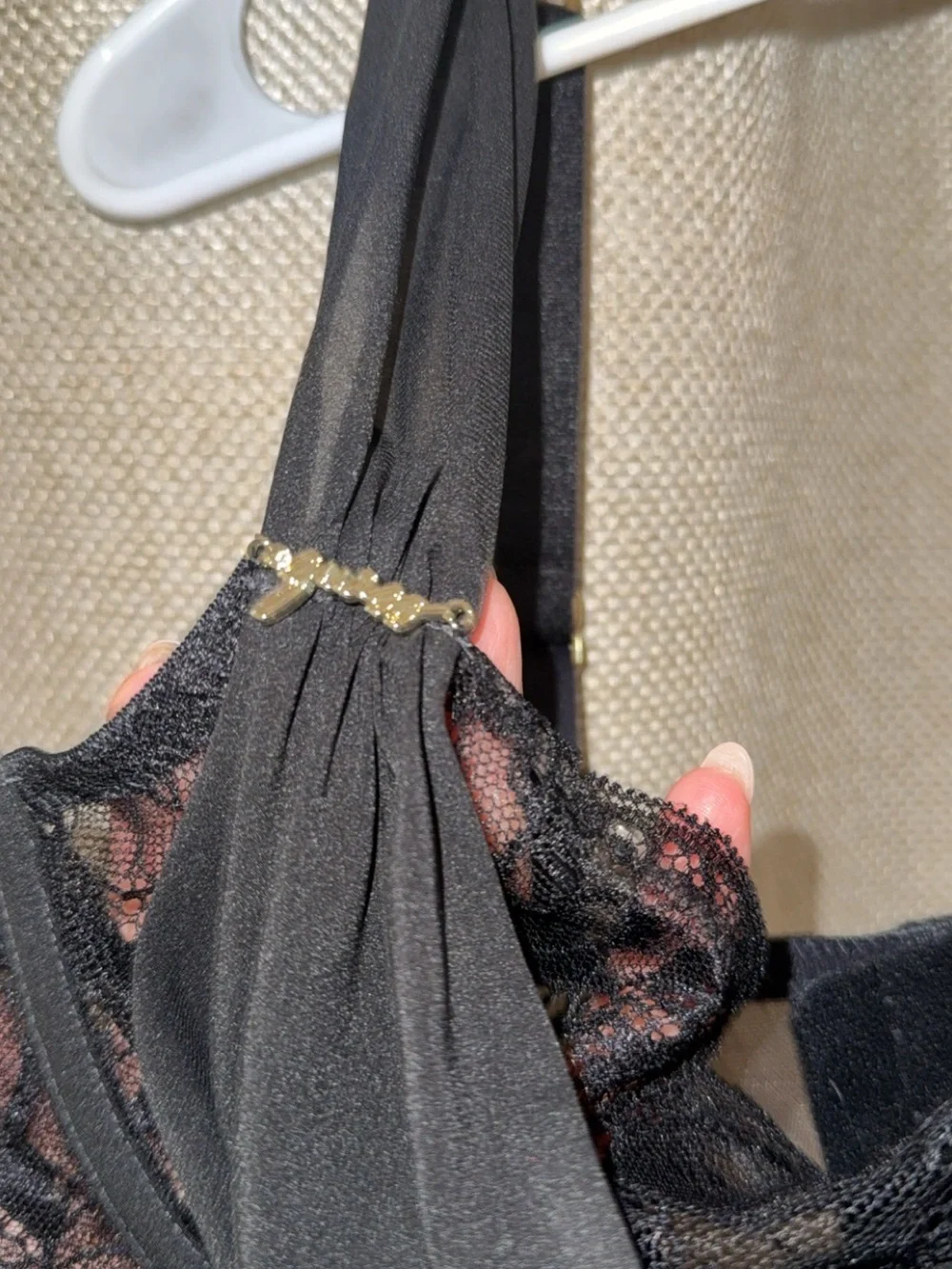 Guess Black Lace Underwire Longline Bralette